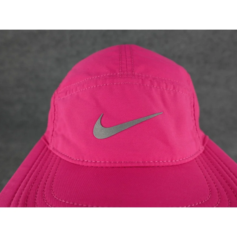 Nike AW84 Dri‎ Fit 5 Panel Hat Cap Pink Fuchsia Reflective Swoosh Running Golf - Picture 2 of 7